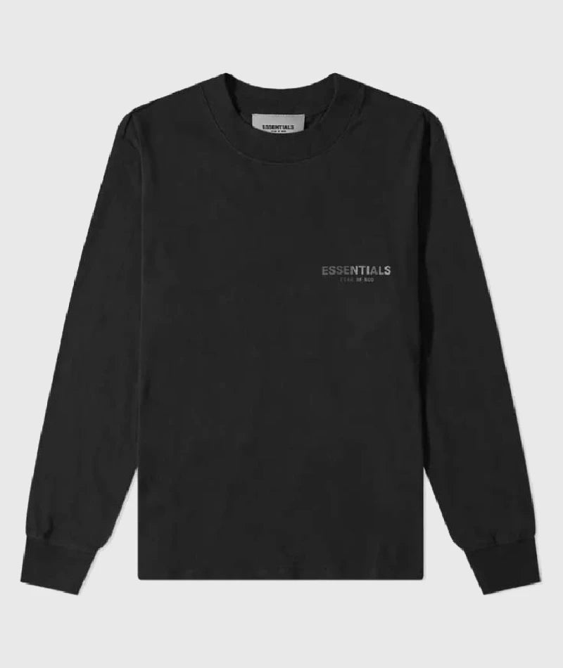 Essentials Long Sleeve Sweatshirt Polo Black